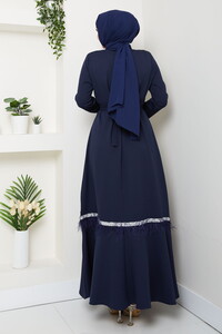 Tüy ve Taş Detaylı Elbise Laci #5