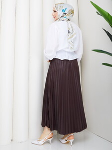 Gipe Detaylı Piliseli Etek Takım Kahve #3