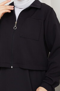 Önü Fermuarlı Etekli Takım Siyah #4