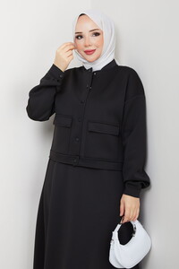 Çıtçıtlı Scuba Etekli Takım Siyah #3