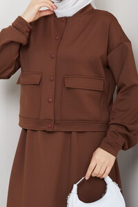 Çıtçıtlı Scuba Etekli Takım Kahve #4