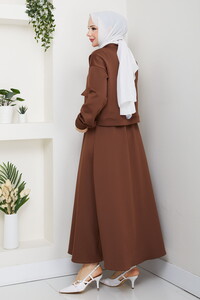 Çıtçıtlı Scuba Etekli Takım Kahve #5