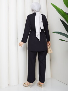 Beli Tünelli Blazer Takım Siyah #5