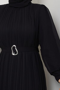 Kemer Detaylı Şifon Abiye Siyah #4