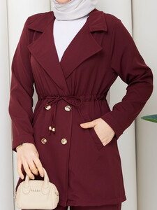 Beli Tünelli Blazer Takım Bordo #4