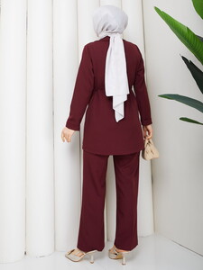 Beli Tünelli Blazer Takım Bordo #5