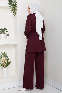 Beli Tünelli Oysho Pantolon Takım Bordo #5