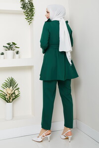 Fırfır Detaylı Pantolonlu Takım Zümrüt #5