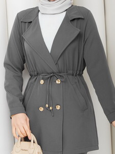 Beli Tünelli Blazer Takım Gri #4