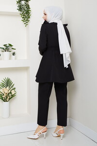 Fırfır Detaylı Pantolonlu Takım Siyah #5