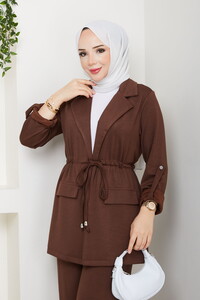 Beli Tünelli Oysho Pantolon Takım Kahve #3