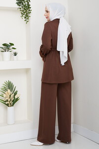 Beli Tünelli Oysho Pantolon Takım Kahve #5