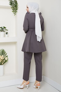 Fırfır Detaylı Pantolonlu Takım Gri #5