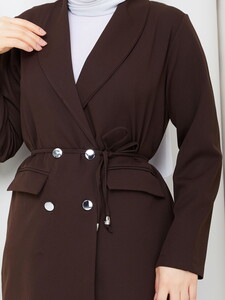 İp Bağlamalı Blazer Ceket Takım Kahve #4