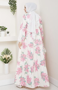 Mimoza Çiçek Desenli Elbise Pembe #5