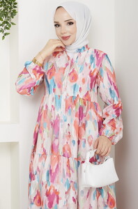 Sulu Boya Desenli Elbise Desen 2 #3