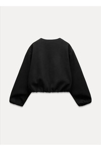 Kaşe Bomber Ceket Siyah #5