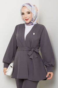 Kemer Detaylı Pantolonlu Takım Gri #3