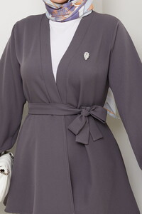 Kemer Detaylı Pantolonlu Takım Gri #4