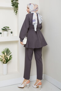 Kemer Detaylı Pantolonlu Takım Gri #5