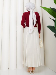 Omuzdan Büzgülü Sandy Bluz Takım Bordo #5