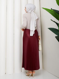 Omuzdan Büzgülü Sandy Bluz Takım Vizon #5