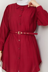 Kemerli Çilek Tunik Bordo #4