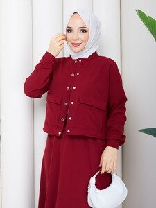 Çıtçıtlı Etekli Takım Bordo #3