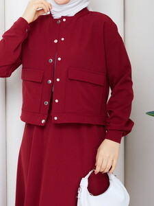 Çıtçıtlı Etekli Takım Bordo #4