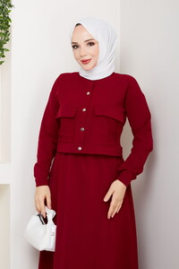 Çıtçıtlı Etekli Takım Bordo #3