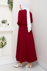 Çıtçıtlı Etekli Takım Bordo #5